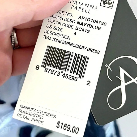 Adrianna Papell Two-Tone Embroidery Floral Lace Overlay Sheath Dress Size 4, NWT - Picture 7 of 11